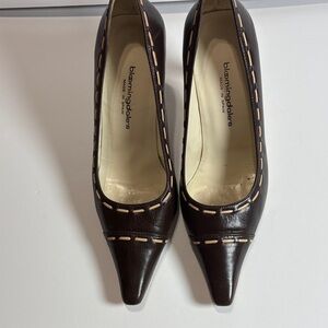 Bloomingdale's Dark Brown Stitched Heels